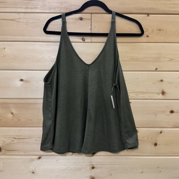 Free People Intimately Olive Green Ribbed Tank Top Women’s Size M NWT Boho Cami - Picture 1 of 4
